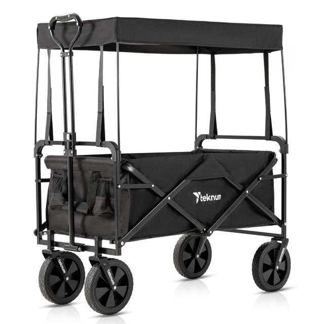 Teknum - Folding Wagon Cart w/ Canopy - Black