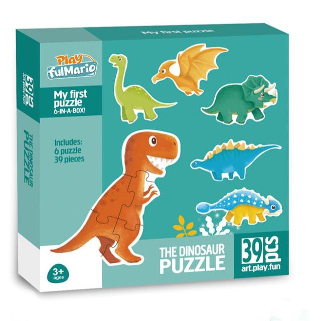 Little Learners - 6 In A Box Dinosaur Age Puzzle Set- 39 Pcs