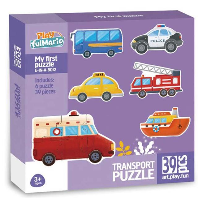 Little Learners - 6 In A Box Transport Puzzle Set- 39 Pcs (Exclusive)