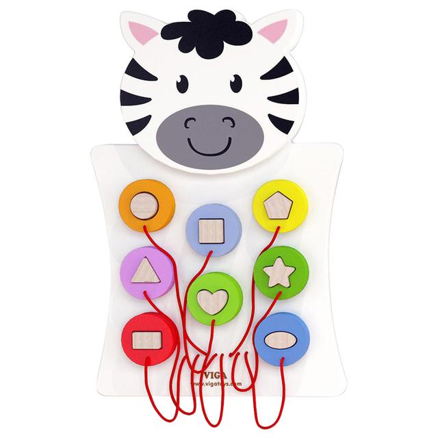 Viga - Animal Wall Toy Panels - Zebra Match Shapes