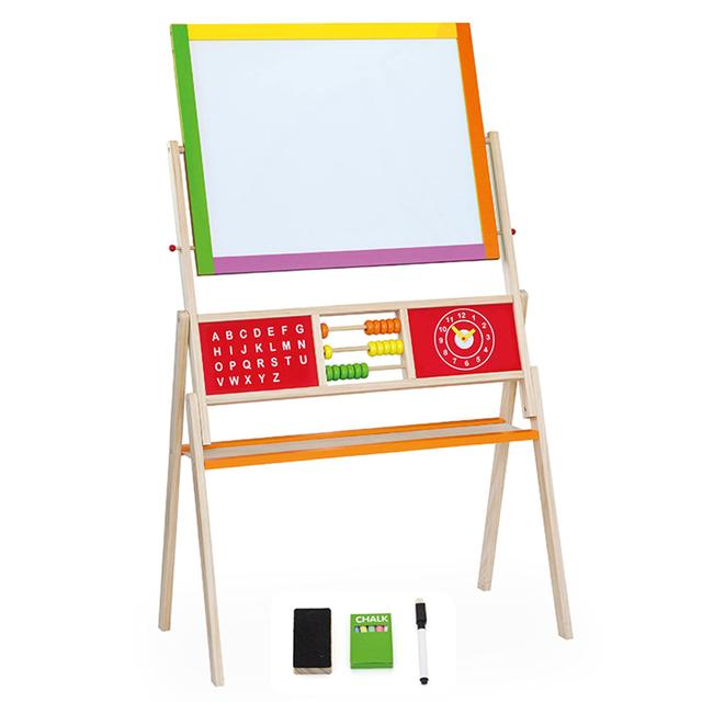 Viga - Standing Wooden Easel Blackboard and Magnetic Whiteboard