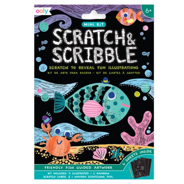 Ooly - Mini Scratch & Scribble Art Kit Friendly Fish 7Pc Set