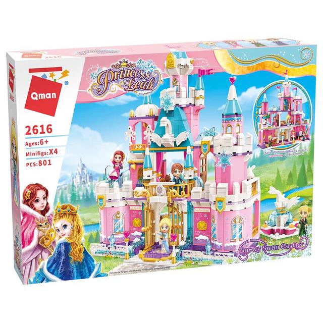 Qman - Snowy Swan Castle Building Block Playset 801pcs