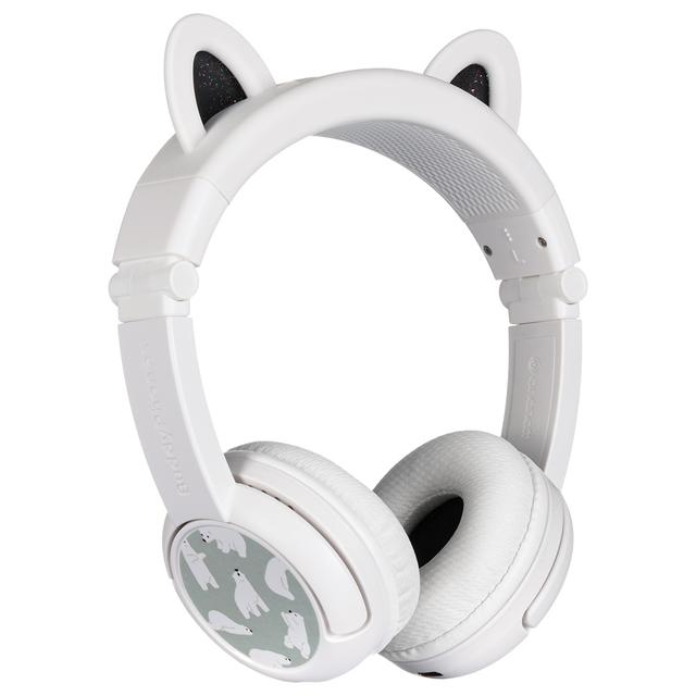 Buddyphones - Playears+ Bluetooth Wireless Headset - Bear - White