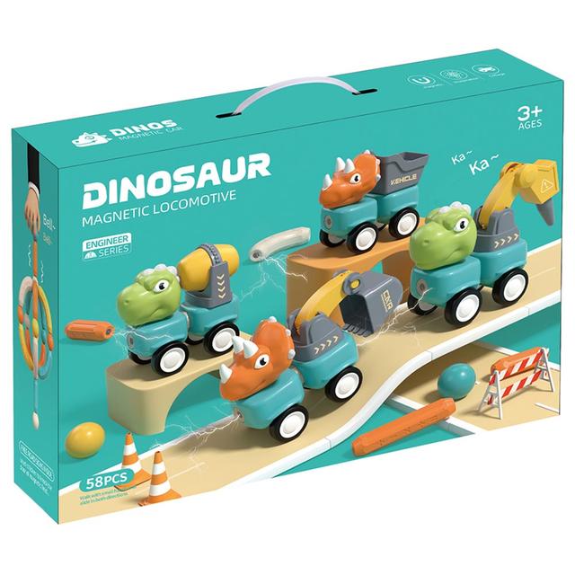 Little Learners - Magnetic Dinosaur Engineering Car Set - 58pcs (Exclusive)