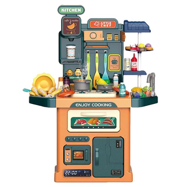 Little Learners - Kitchen Set With Light & Sound - 77pcs - Orange/Green (Exclusive)