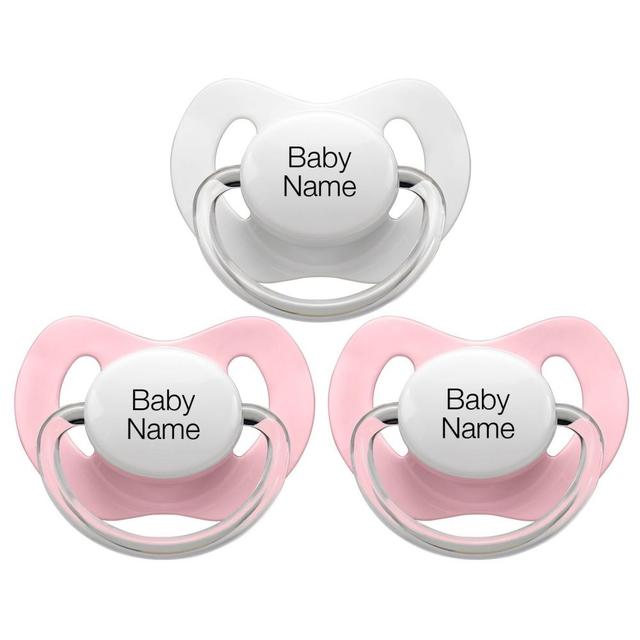 Littlemico Personalised Pacifiers 3 Pcs - Pink/White 5M+