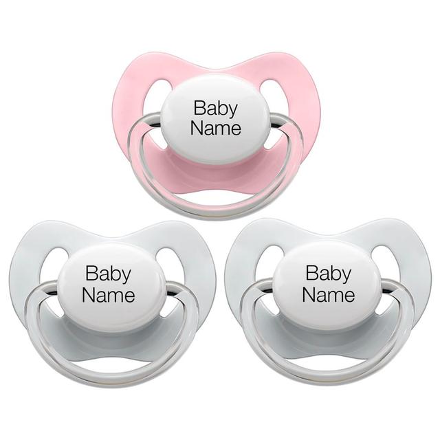 LittleMICO - Personalised Pacifiers 5M+ 3pcs - Grey/Pink