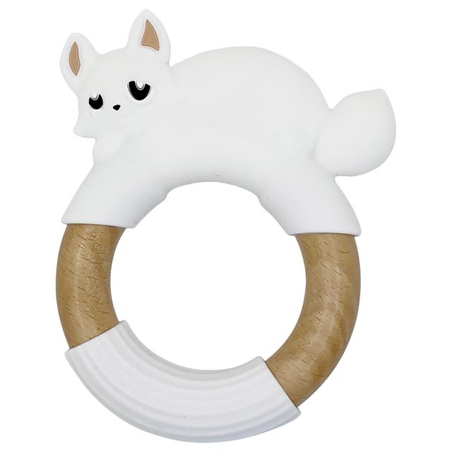 Littlemico - Fox Silicone And Wood Teether - White