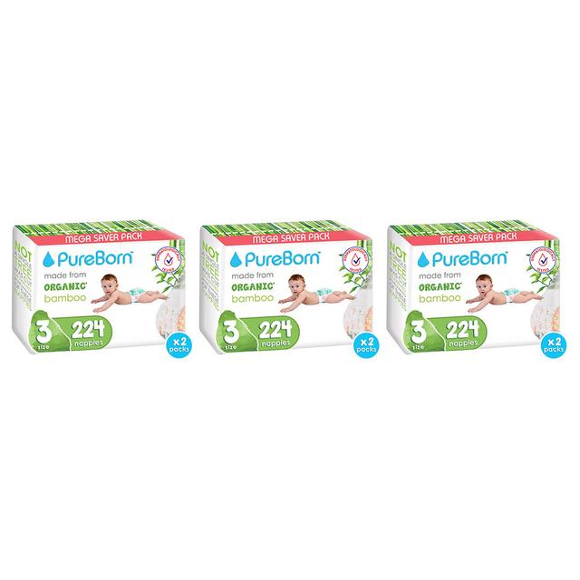 Pure Born - Size 3 Master Pack 5.5-8kg Nappy 112's x 2 Bundle - Assorted