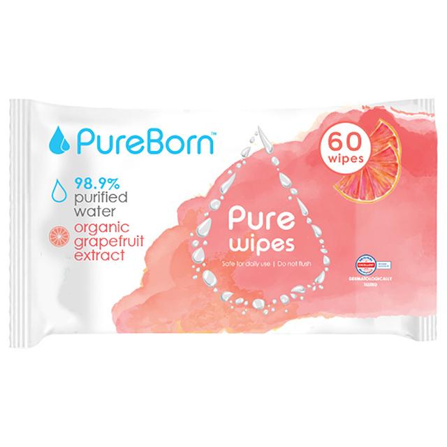 Pureborn Pure Grapefruit Wipes 60s