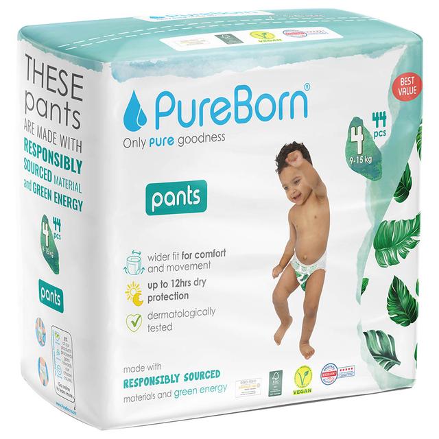 Pureborn - Twin Pack Pull Ups 9-15kg Size 4 - 44pcs - Assorted