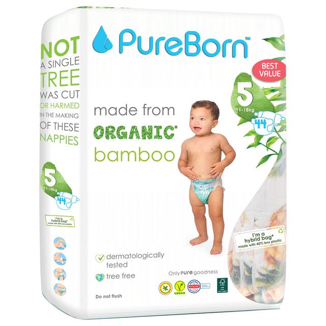 Pureborn - Value Pack Nappies 11-18kg Size 5 - 44pcs - Daisy 