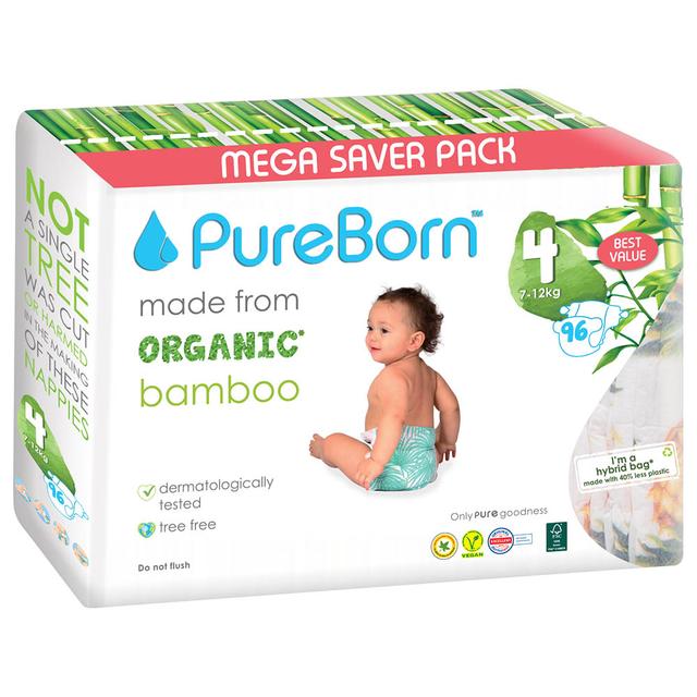 Pureborn - Value Pack Nappies 7-12kg Size 4 - 96pcs - Pineapple