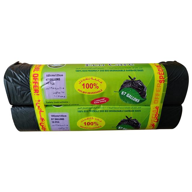 Eco Care - Black Garbage Bag Roll - 10 Bags - Pack of 2