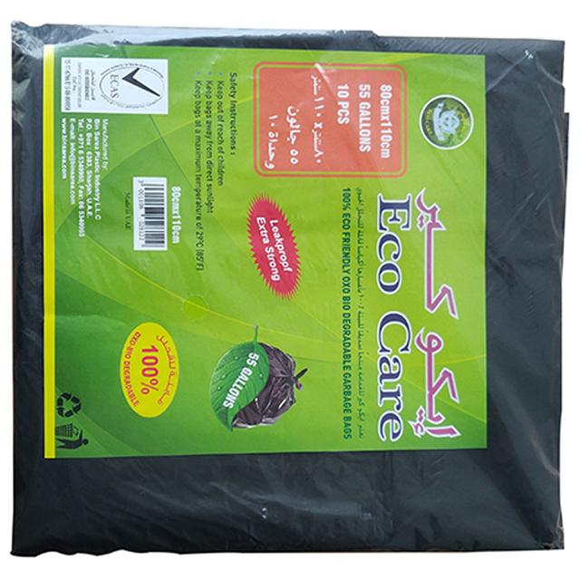 Eco Care - Black Garbage Bag Sheet - 10 Bags - 55 Gallon