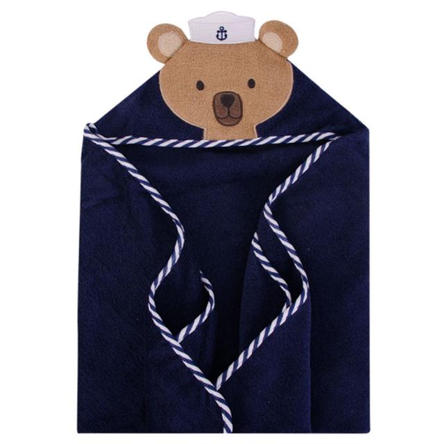 Hudson Childrenswear - Sailor Bear Cotton Hooded Towel Blue