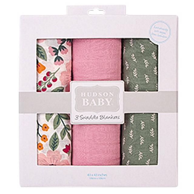 Hudson Childrenswear - Luxe Muslin Swaddles Pack of 3 - Botanical