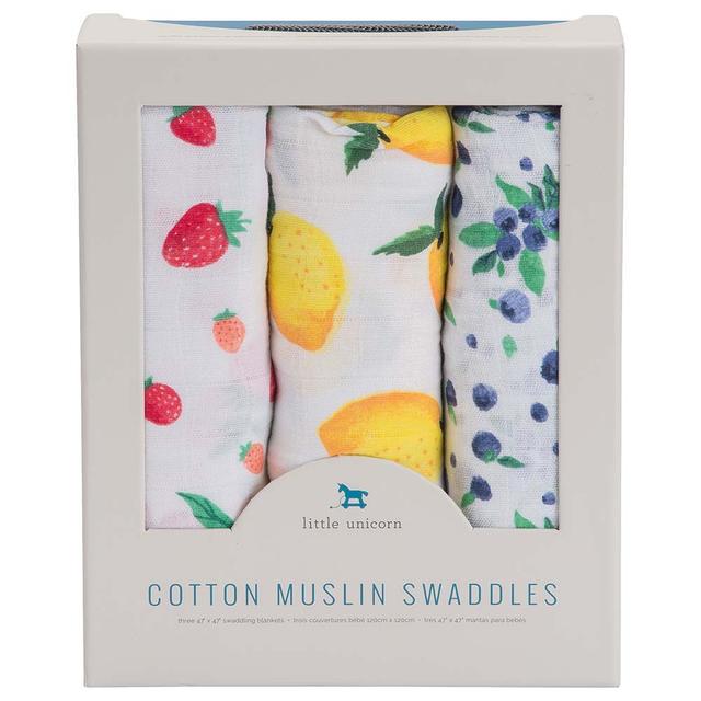 Little Unicorn 3Pk Cotton Muslin Swaddle Set Berry Lemonade