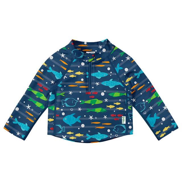 Green Sprouts - Long Sleeve Zip Rashguard Shirt - Navy Fish