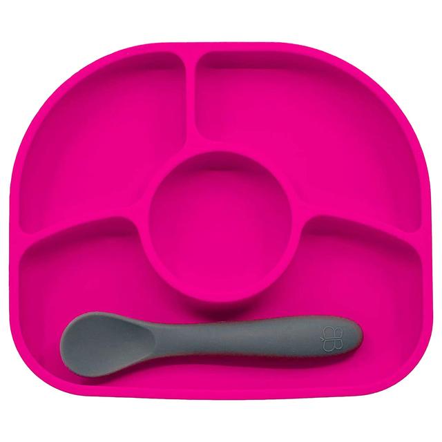 Bbluv - Yumi Anti-Spill Silicone Plate & Spoon Set - Pink