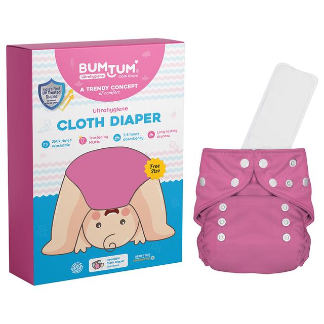 Bumtum - Baby Cloth Diaper - Free Size - Pink