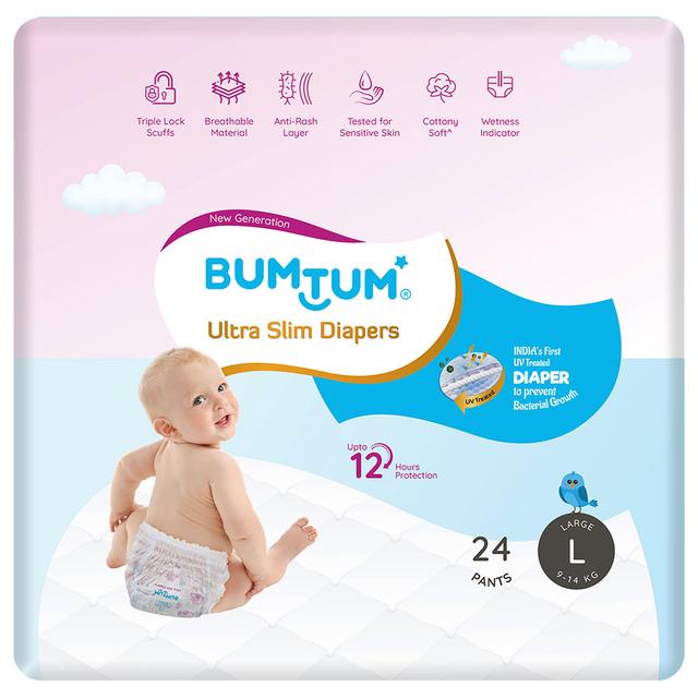 Bumtum - Ultra slim Baby Pant Style Diapers - L - 24Pcs