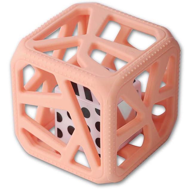 Chew Cube - Easy-Grip Teether Rattle - Peachy Pink