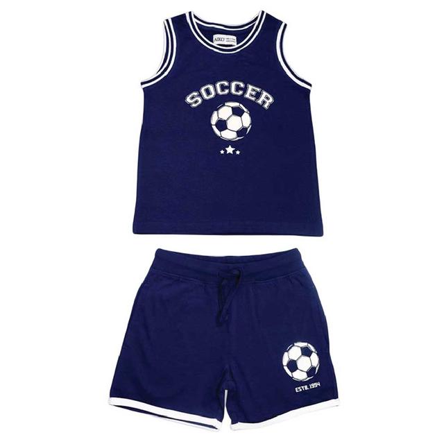 Aiko - Kids Sporty Vest & Shorts - Navy Blue