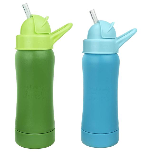 Green Sprouts - Ware Straw Bottle 10oz - Pack of 2 - Green/Aqua