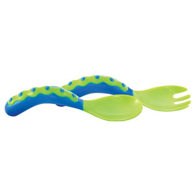 Nuby - Starter Spoon & Fork - Blue&Green 