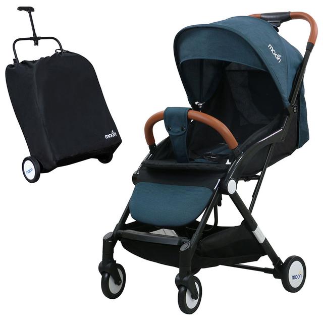 Moon Ritzi Travel Cabin Stroller (upto 0-18kg)- Black/Blue Dots 