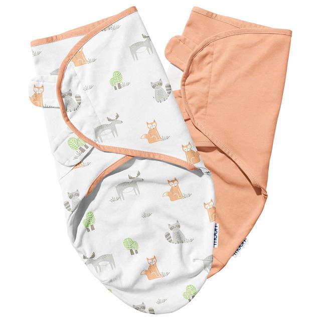 Moon - 2pcs-set Organic Baby Swaddle - Forest & Peach