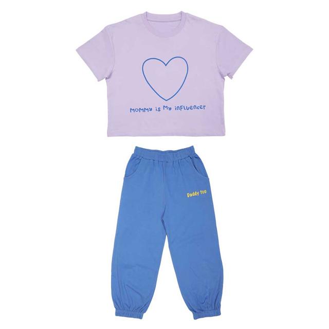 Aiko - 2pc-Set - Kids Short Sleeve T-Shirt W/Pants - Lilac