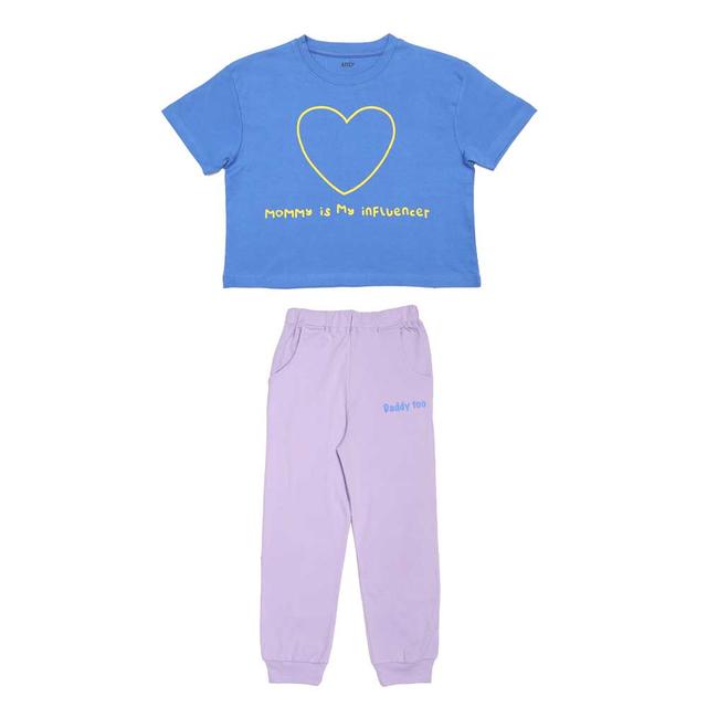 Aiko - 2pc-Set - Kids Short Sleeve T-Shirt W/Pants - Blue