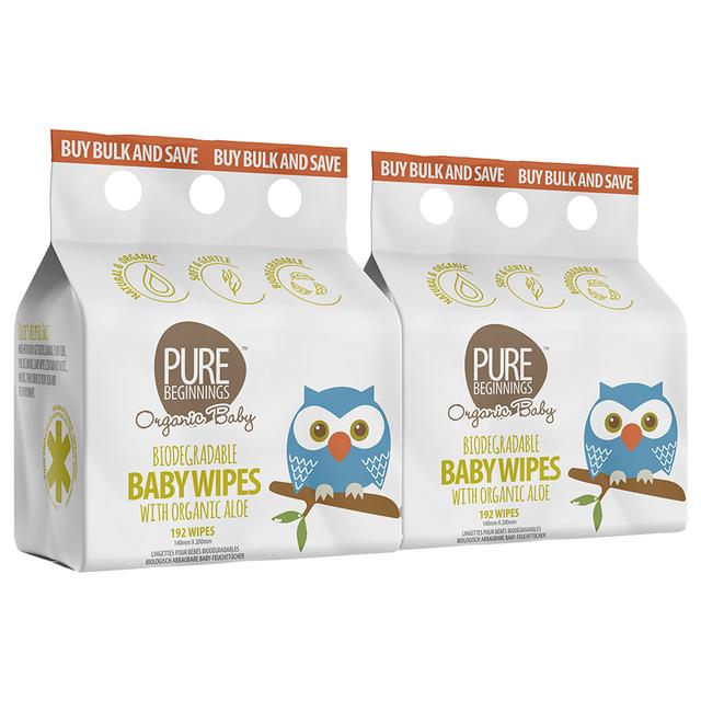 Pure Beginnings - Organic Baby Wipes 192Pcs - Pack Of 2