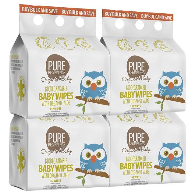 Pure Beginnings - Organic Baby Wipes 192Pcs - Pack Of 4