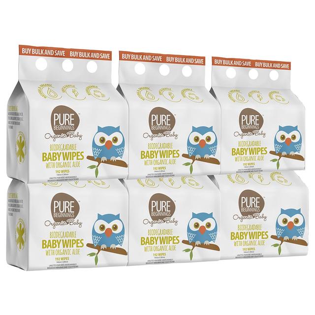 Pure Beginnings - Organic Baby Wipes 192Pcs - Pack Of 6