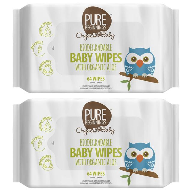 Pure Beginnings - Organic Baby Wipes 64Pcs - Pack of 2