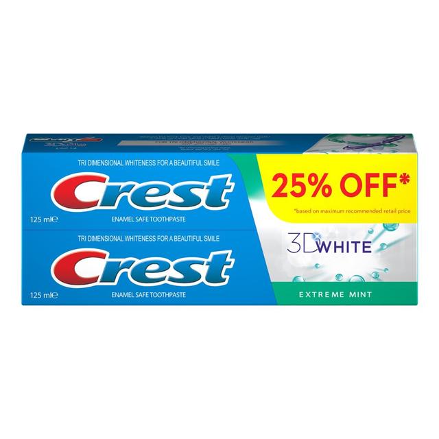 Crest - 3D White Extreme Mint Toothpaste Pack of 2 125ml