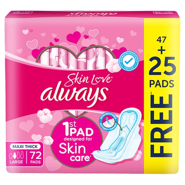 Always - Skin Love Thick Pads - Large - 72pcs