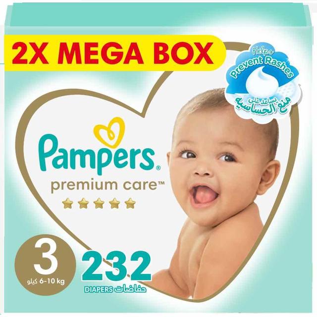 Pampers - Premium Care Taped Baby Diapers, Size 3, 6-10 kg - 232 Count