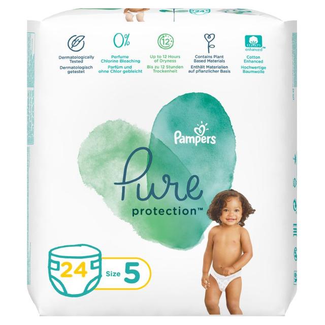 Pampers - Pure Protection Diaper - Size 5, +11kg, 24 Diapers