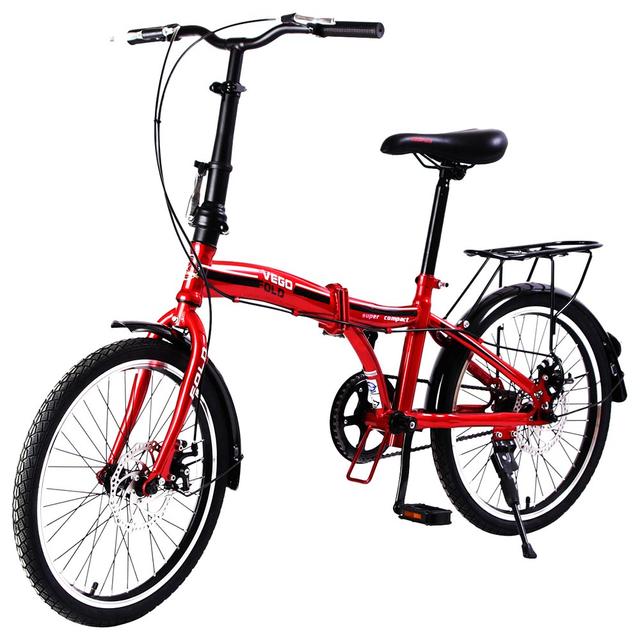 Vego - Fold Single Speed Folding Bicycle 20-inch - Red (Assembled)