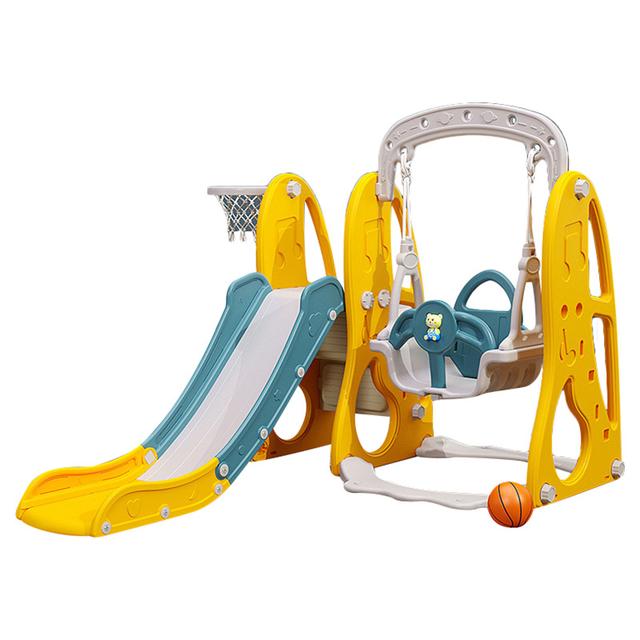 Lovely Baby - Slide & Swing Set W/ Basketball Hoop - Yellow