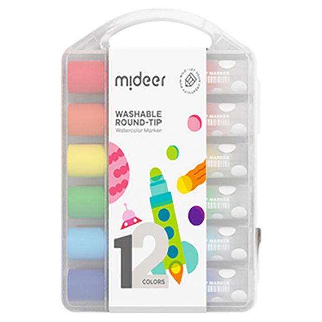 Mideer - Washable Round Tip Markers - 12 Colours