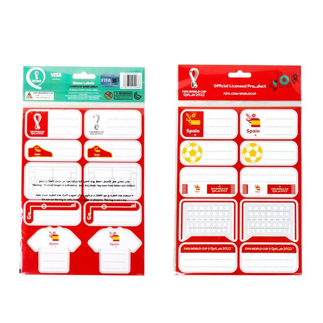 Fifa - 2022 Country Name Label Sticker Sheets Pack of 2 - Spain