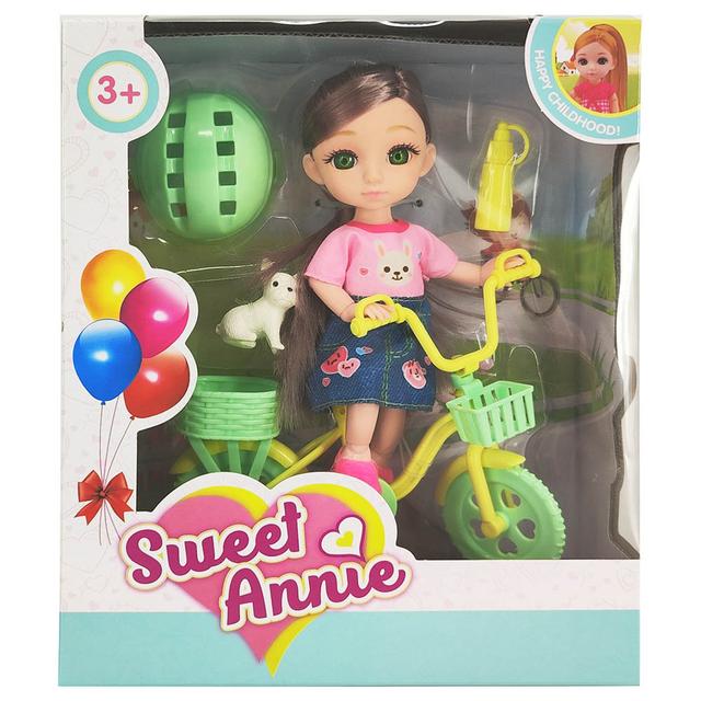 Sweet Annie - Doll Bicycle w/ Pet Playset - 6-inch - Green