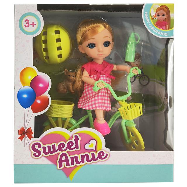 Sweet Annie - Doll Bicycle w/ Pet Playset - 6-inch - Yellow