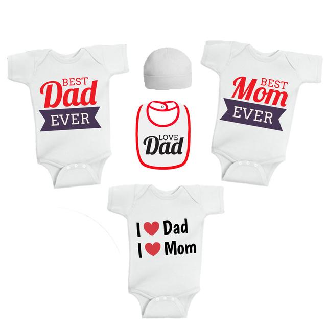 Twinkle Hands - Best Mom Best Dad Baby Onesie - 5Pc Set